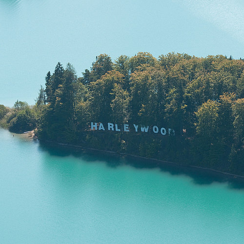 Harleywood sign at the island at Faaker See