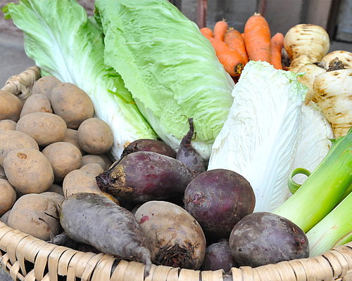Seasonal vegetables at the organic market in Villach Seasonal vegetables at the organic market in Villach