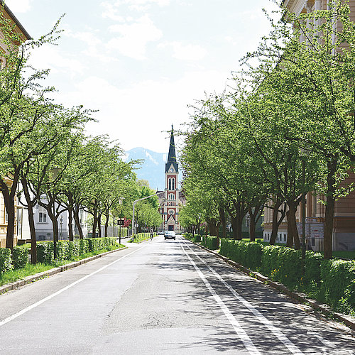 Alley with church in the background