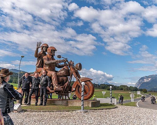 Biker statue at lake Faaker See