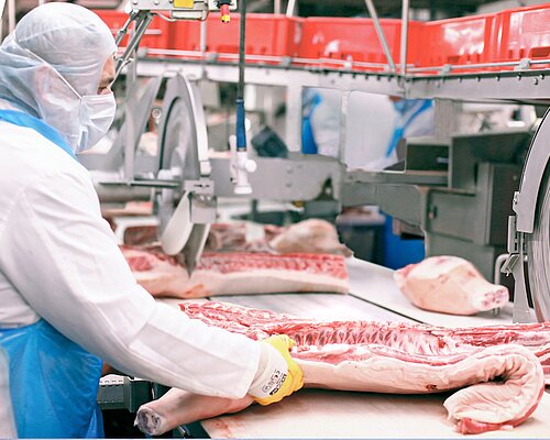 Meat cutting in the Marcher Fleischwerke