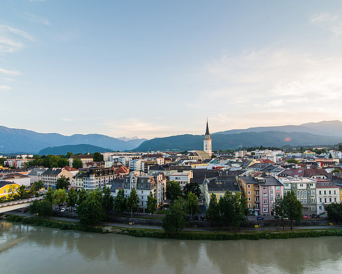 View on the city center of Villach