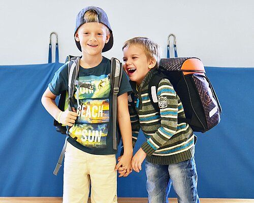 Children with school bags