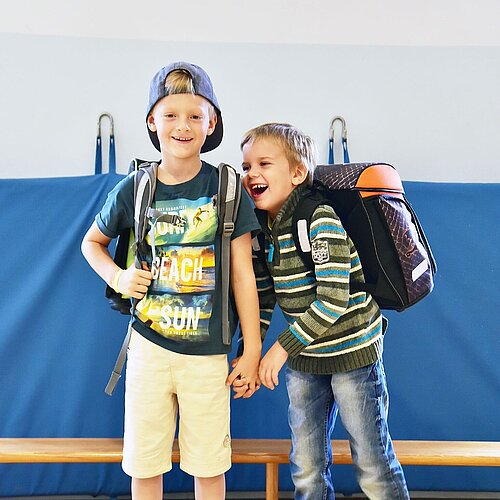 Children with school bags