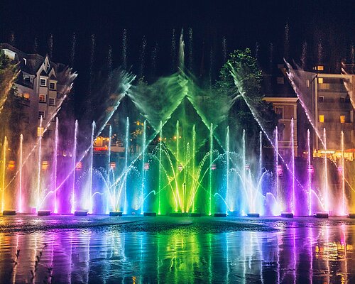 Draupuls in Villach Die Draupuls Lichter- und Wassershow an der Drau