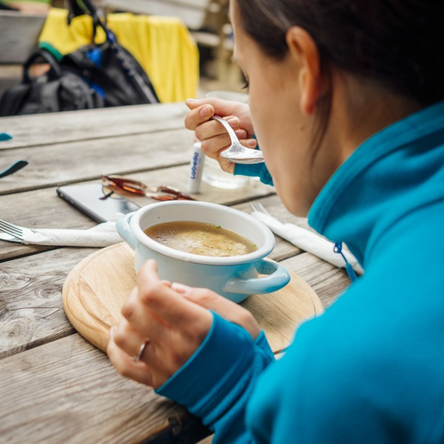 A soup after a hike tastes even more delicious