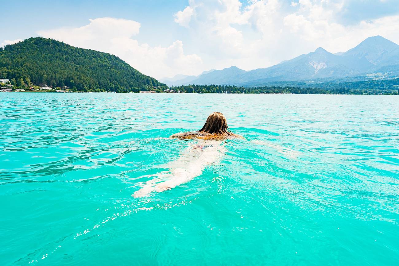 Woman swimming in Lake Faaker See