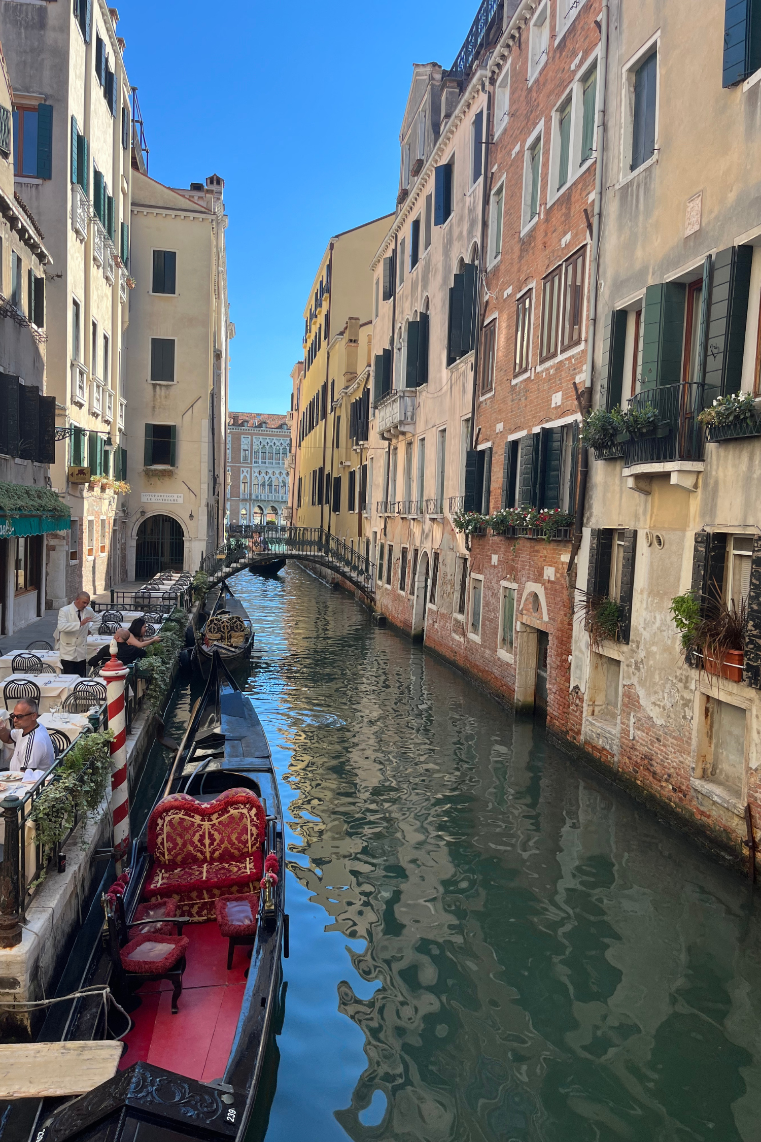 View of one of the famous gondolas on the Grand Canal in Venice