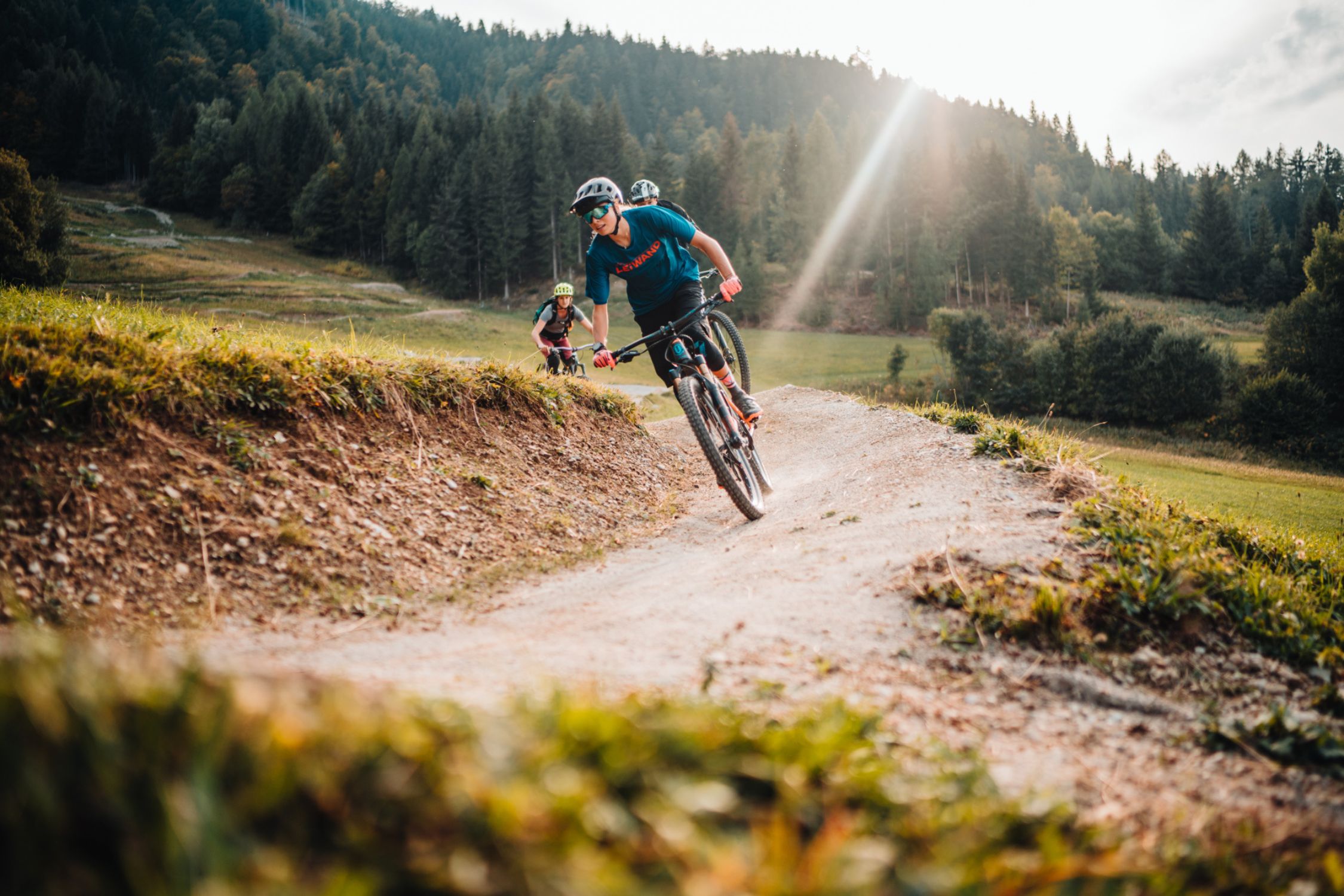 Cyclists riding along the Flowgartner Trail
