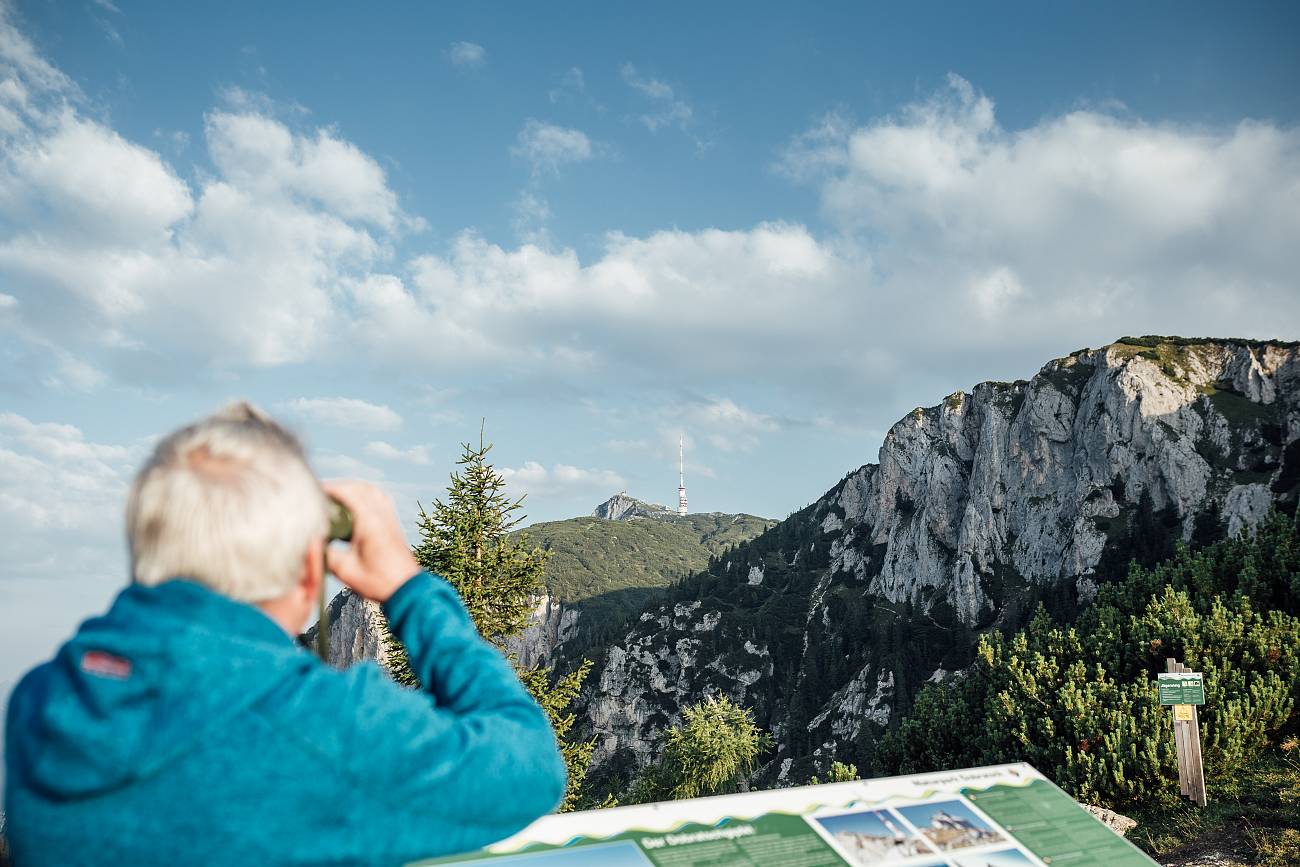 Man looking for the summit of Dobratsch