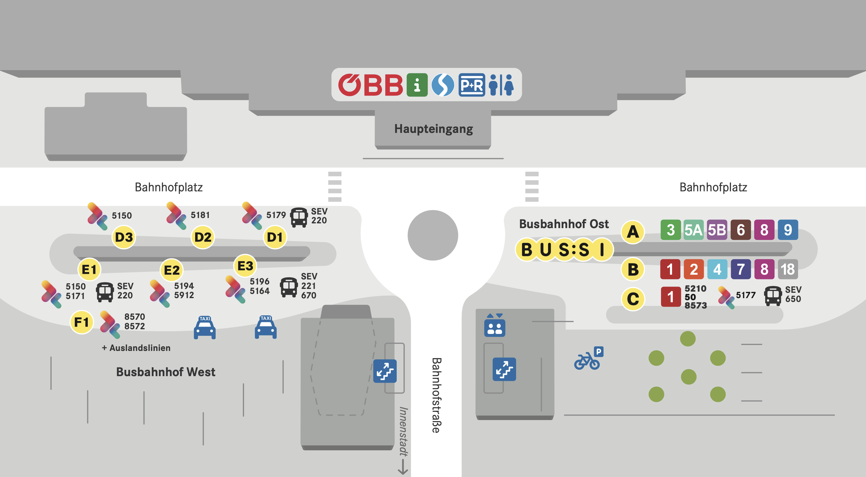 Visualisierung der neuen Busstationen am Hauptbahnhof Villach Visualisierung der neuen Busstationen am Hauptbahnhof Villach