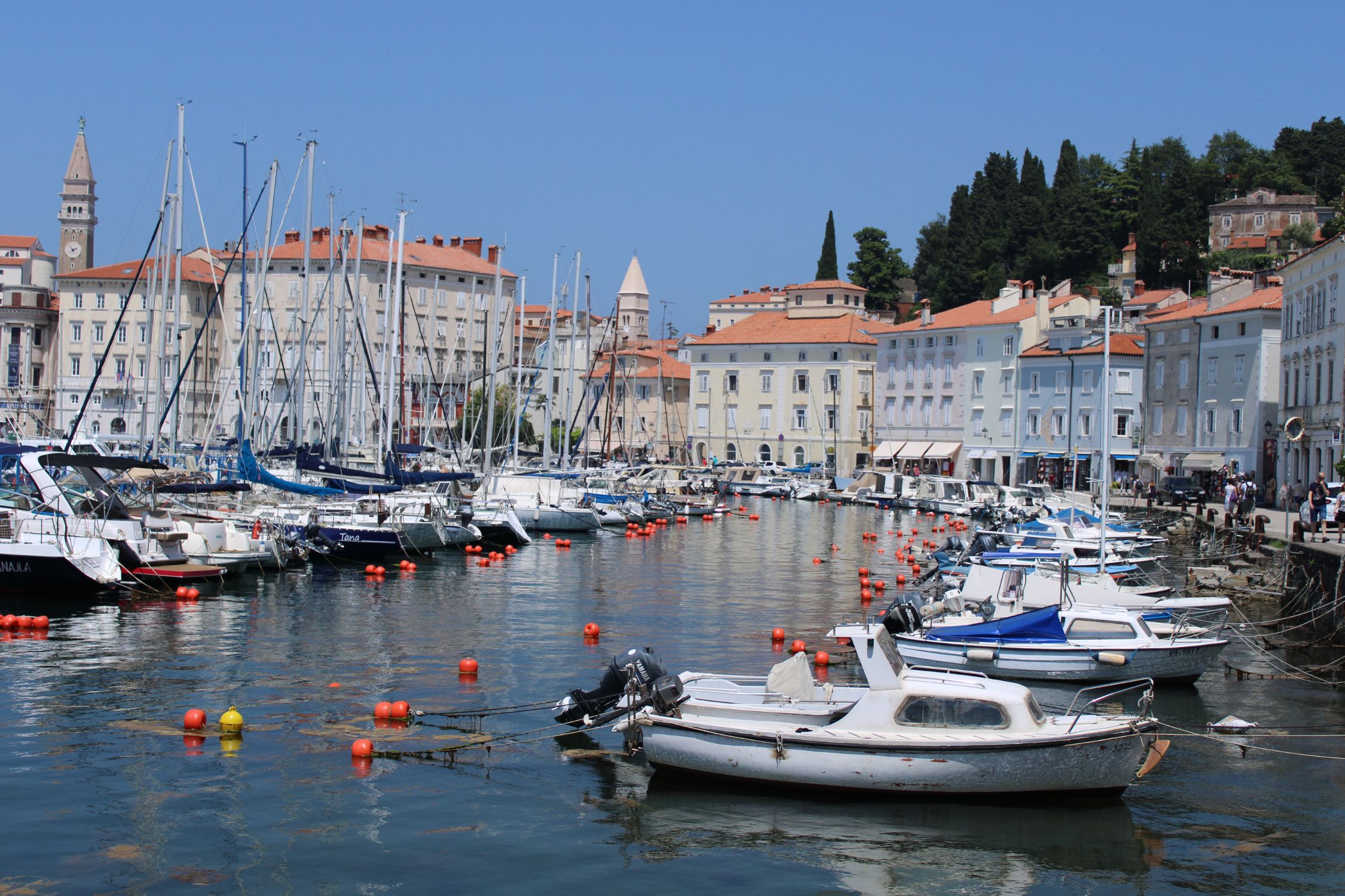 Piran Hafen von Piran mit Booten