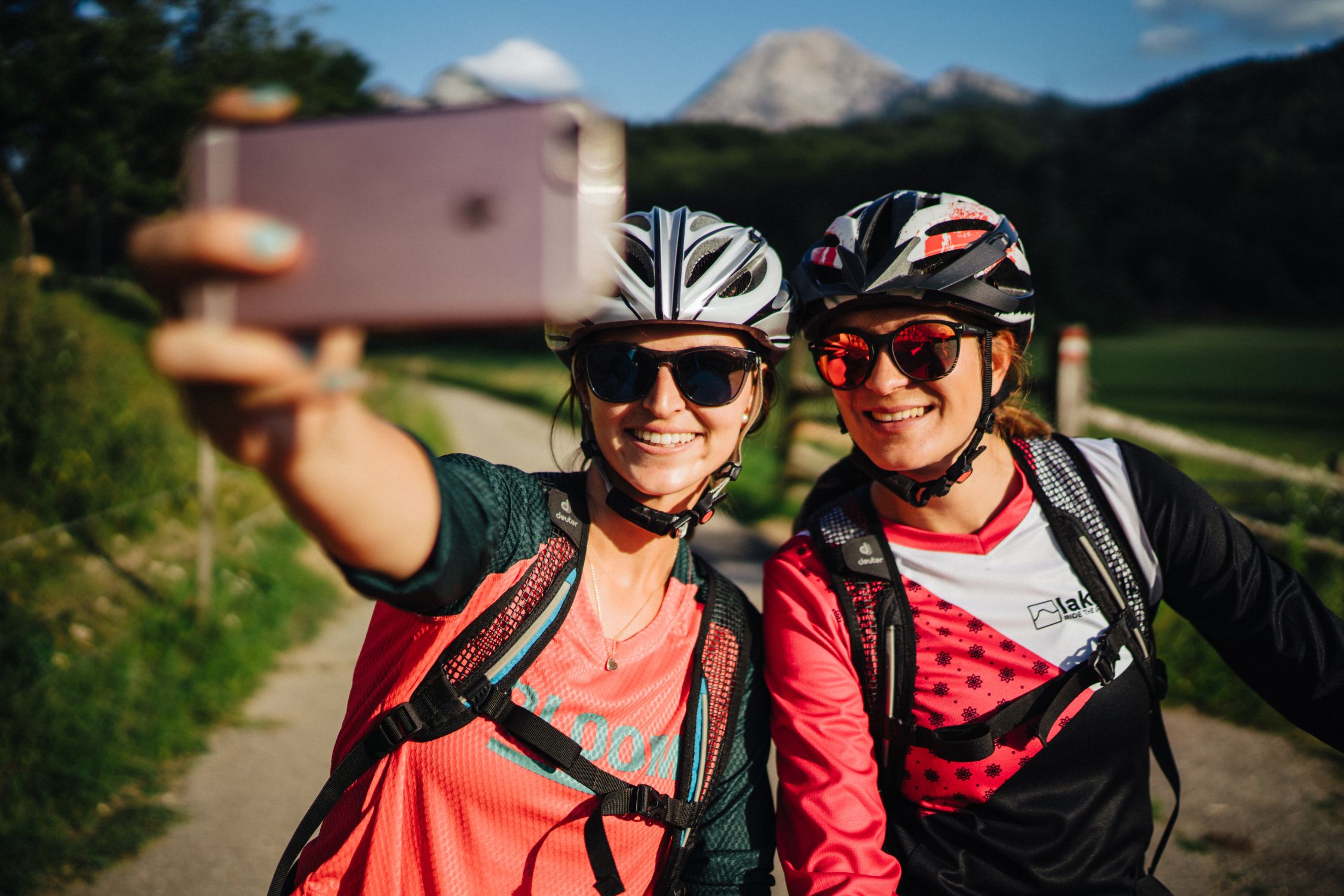 Biker friends taking a selfie