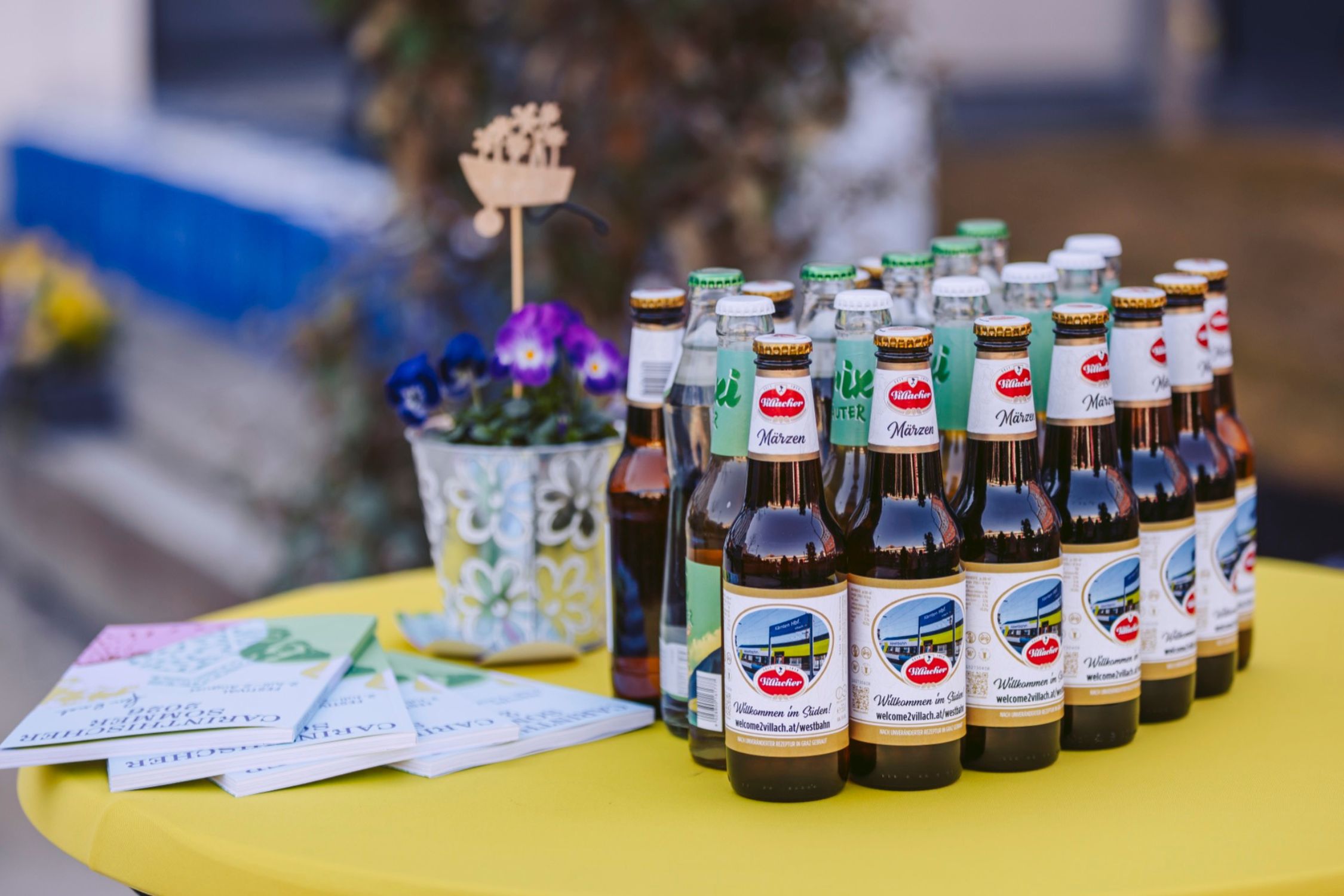 Villacher Bier mit "Willkommen im Süden"-Branding