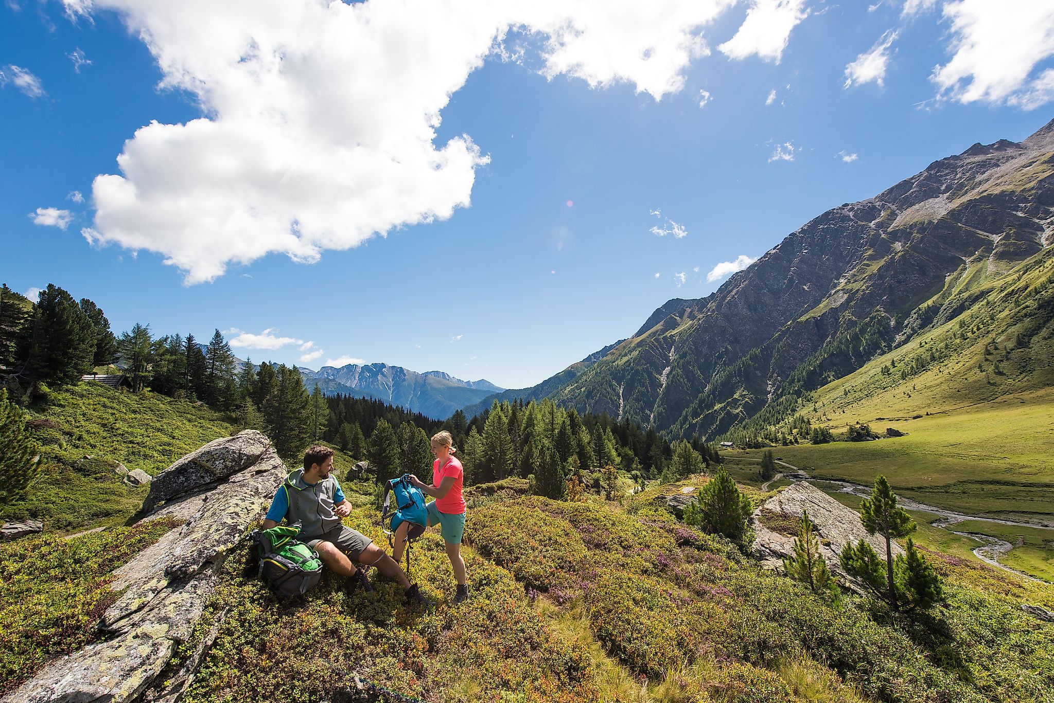 Hikers making a break during their tour through Hohe Tauern National Park